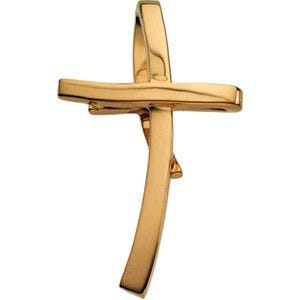 14K Yellow Gold Angled Cross Pendant