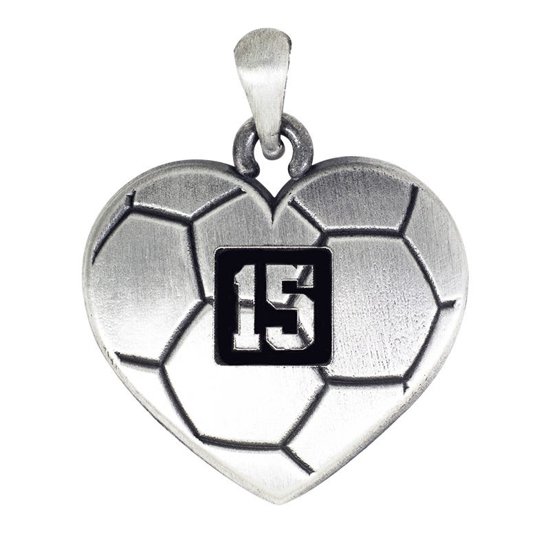 Heart Shaped Soccer Pendant with Number & Chain