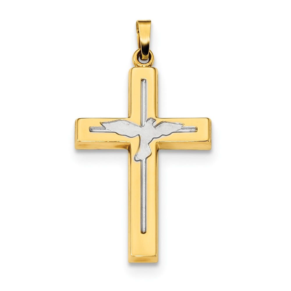 Polished And Satin Cross With Dove Pendant