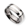 Titanium Sterling Silver Inlay Approx. 0.31 Inch Polished Round Wedding Band
