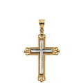 14K Two-Tone Gold Rope Border Cross Pendant