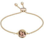 Women's Adjustable Round Photo Engraved Bracelet