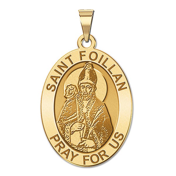 Saint Foillan Oval Religious Medal