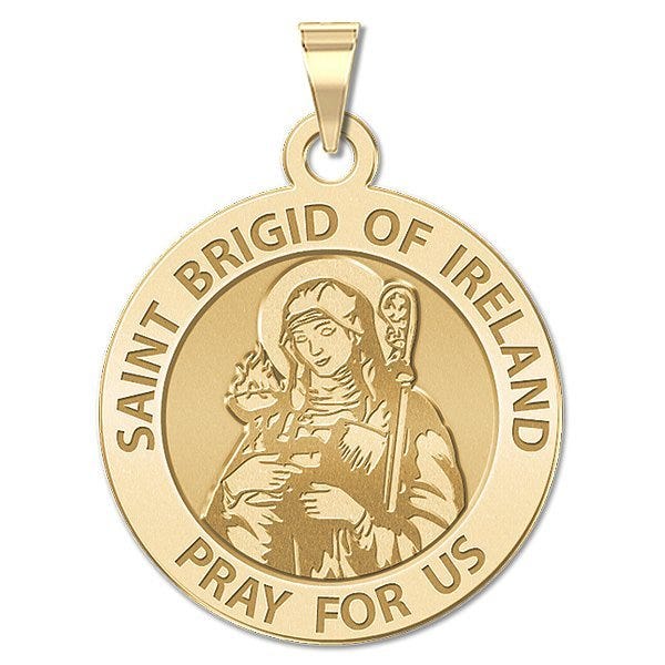 Saint Brigid Of Ireland Round Religious Medal