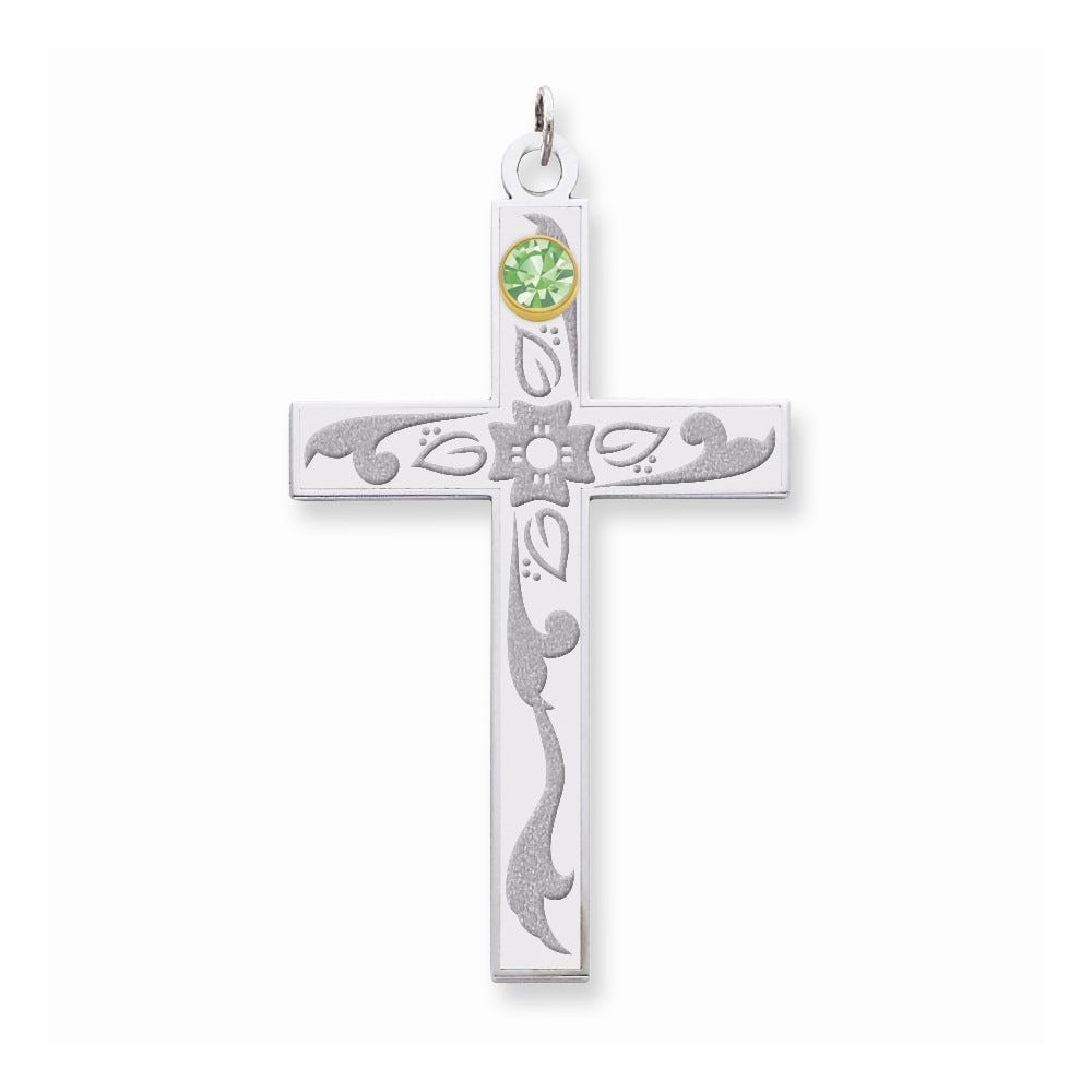 Family Cross Pendant With 14K Gold Bezel