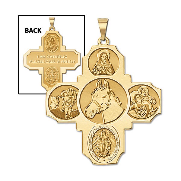 Four Way Cross - Equestrian Religious Medal