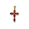 14K Garnet Cross Pendant