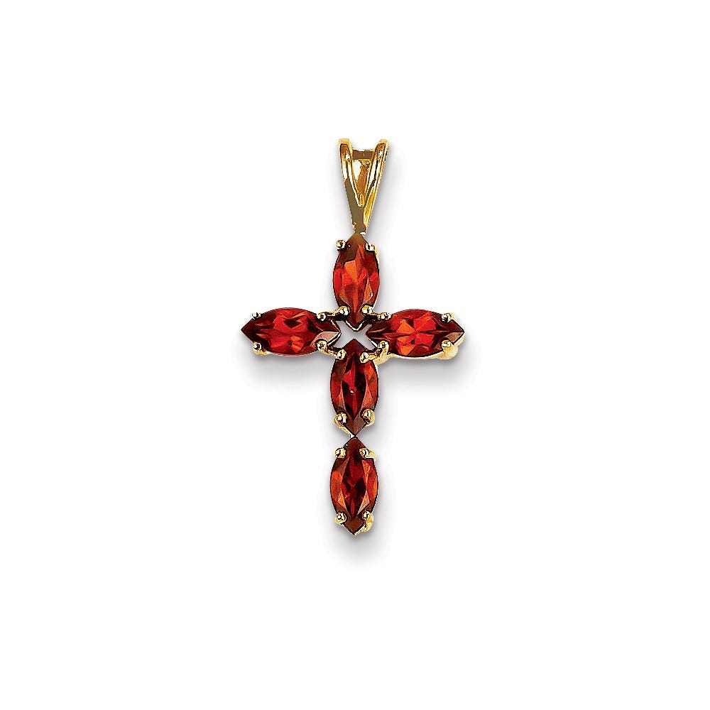 14K Garnet Cross Pendant