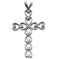 14K White Gold Heart Cross Pendant