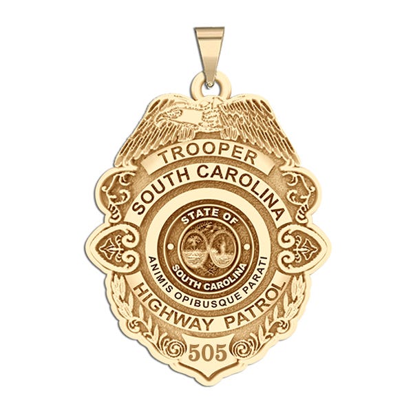 Personalized South Carolina Highway Patrol State Trooper Badge with Your Rank and Number