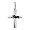Sterling Silver High Polished Swimmer Cross w/ Antique Finish