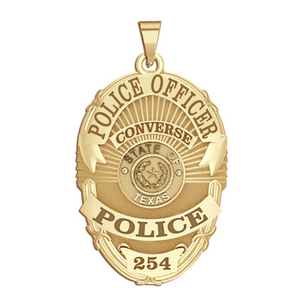 Personalized Texas Oval Police Badge with Your Rank, Number & Department
