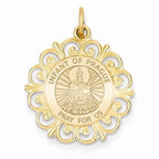 Infant of Prague Round Filigree Religious Medal