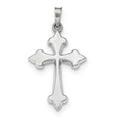 14K White Gold Fleur De Lis Cross Pendant