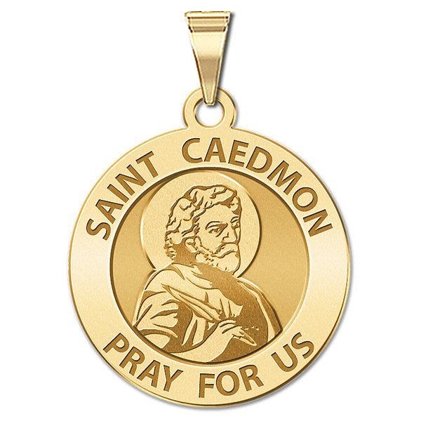 Saint Caedmon Round Religious Medal