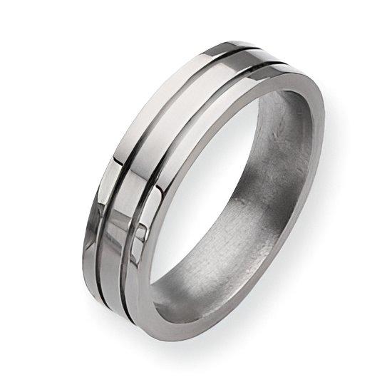 Titanium Grooved Approx. 0.24 Inch Brushed and Polished Wedding Band