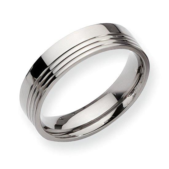 Titanium Grooved Approx. 0.24 Inch Polished Wedding Band