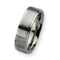 Stainless Steel Ridged Edge Approx. 0.28 Inch Satin and Polished Wedding Band