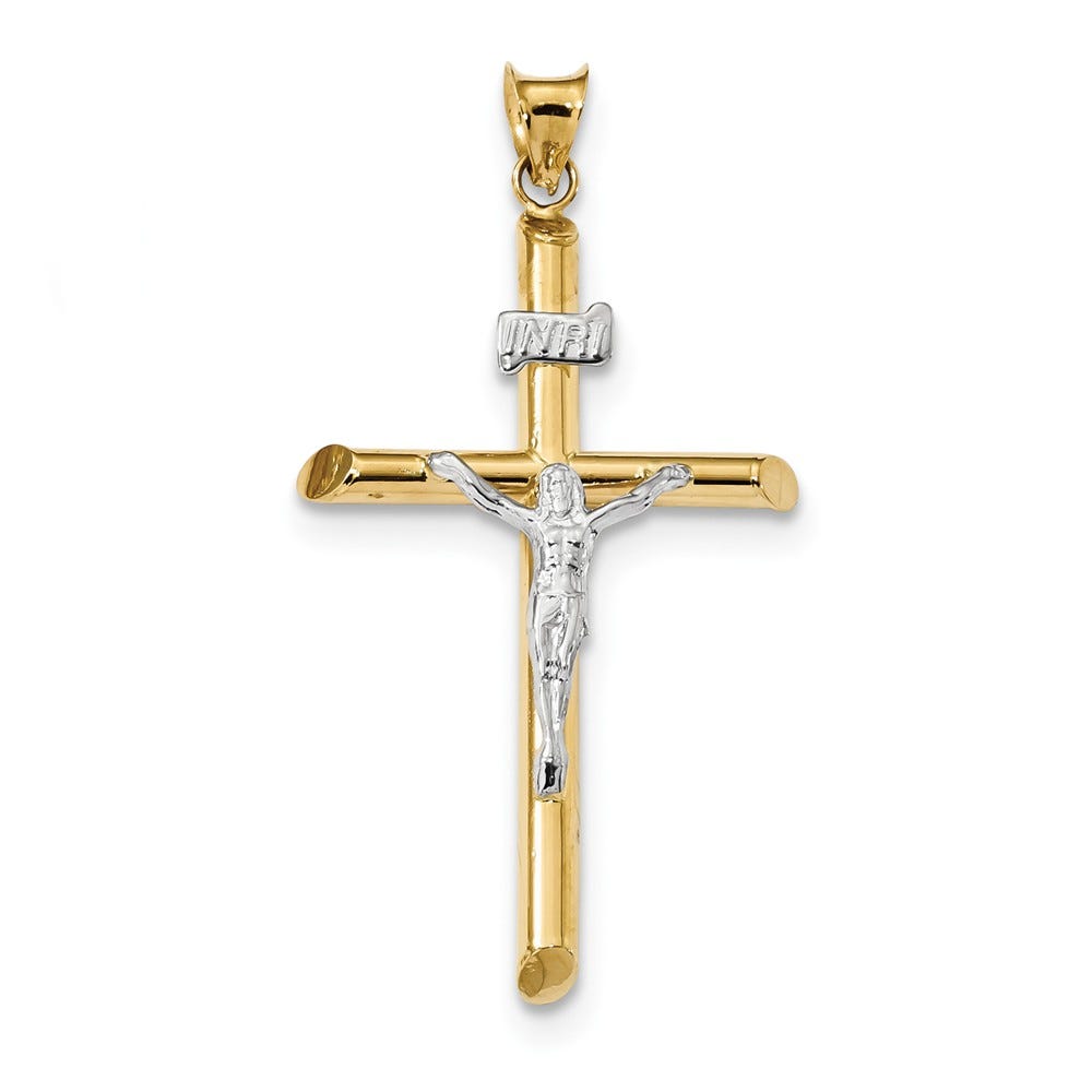 Two-Tone Polished Jesus Crucifix Pendant