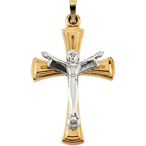 Two Tone Christ Is Risen Crucifix Pendant