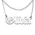 Personalized First Name Old English Pendant with Paperclip Chain