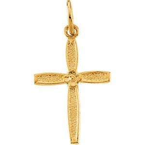14K Yellow Gold Child's Cross Pendant With Heart
