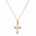 14K Hollow Cross Pendant With Rhodium