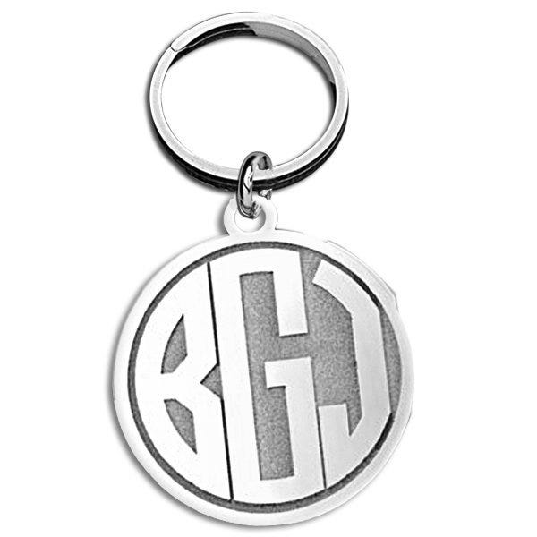 Circle Block Monogram Keychain