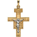 14K Two Tone Gold San Damiano Cross Pendant