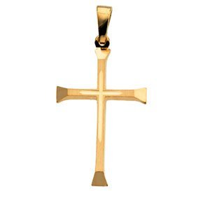 14K Yellow Gold Cross Pendant With Cross Center
