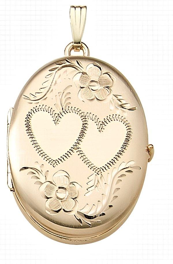 Solid 14K Yellow Gold Oval Four Photo Locket