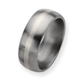 Titanium Sterling Silver Inlay Approx. 0.31 Inch Brushed Round Wedding Band