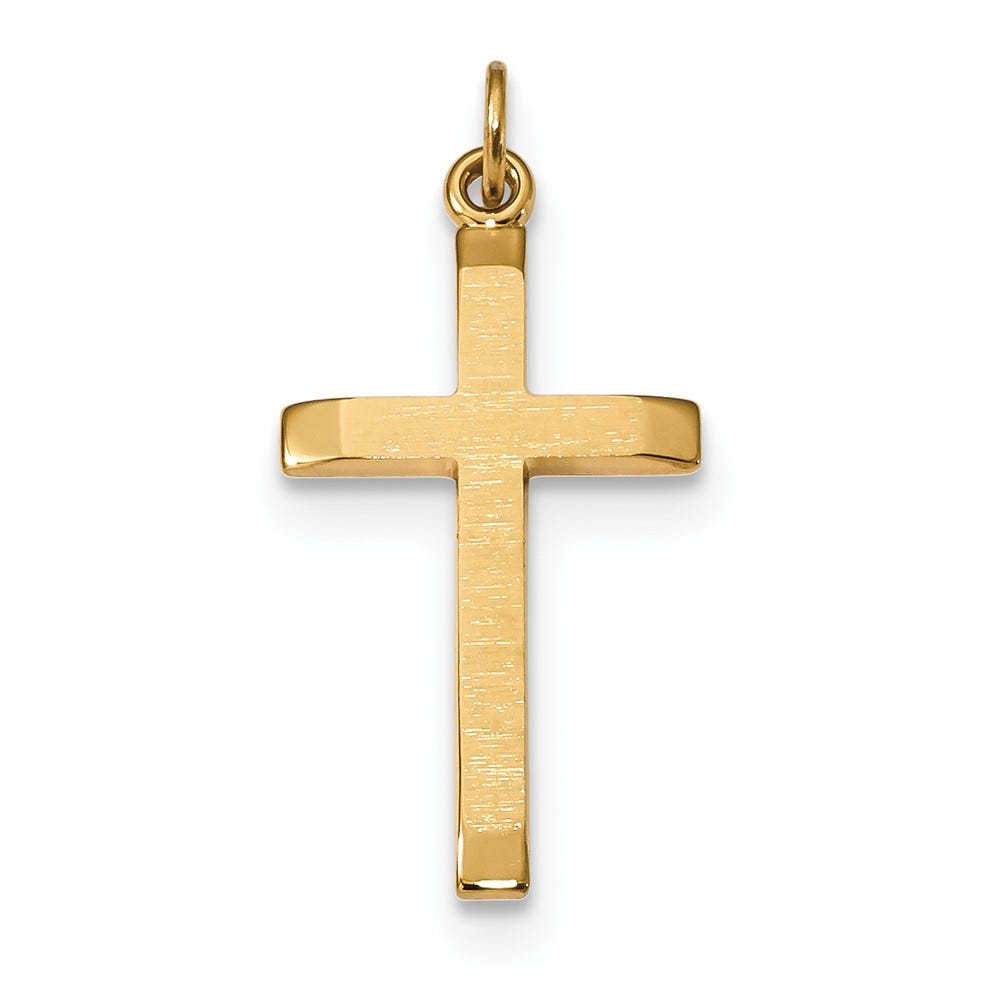 Gold-Plated Polished And Satin Cross Pendant