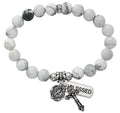 Two Decade Rosary Stretch Bracelet with Simulated Howlite Beads