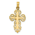 Polished Filigree Cross Charm In 14K Yellow Gold