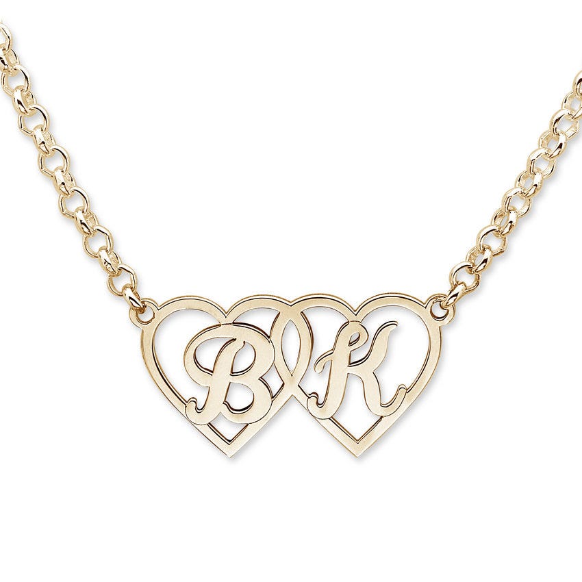 Personalized Interlocking Heart Initial Necklace