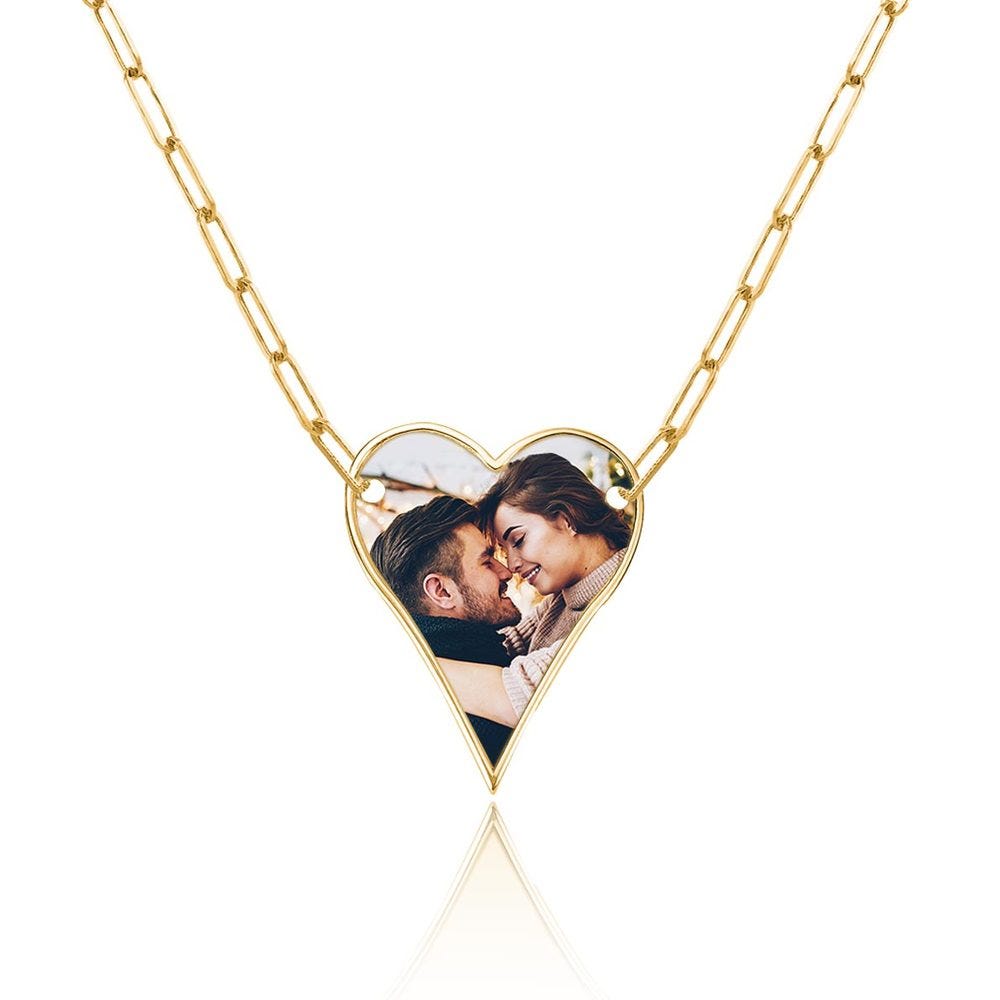 Photo Engraved Heart Necklace with 18" Chain Included