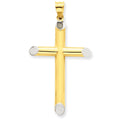 14K Two-Tone 3-D Hollow Cross Pendant