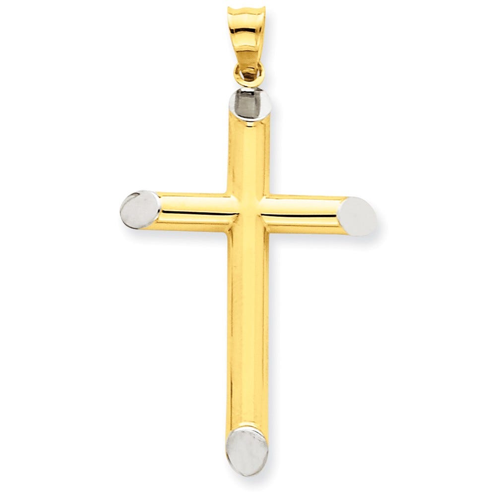 14K Two-Tone 3-D Hollow Cross Pendant