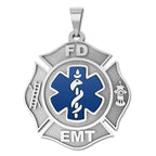 Firefighter Emt Badge with Blue Enamel