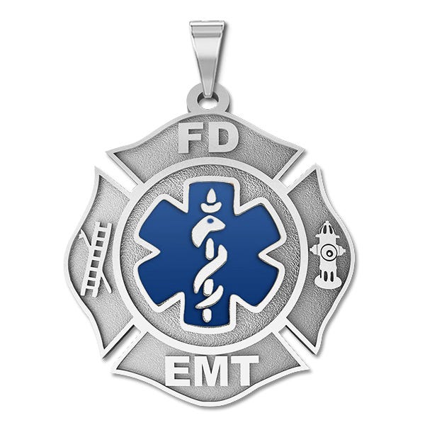 Firefighter Emt Badge with Blue Enamel