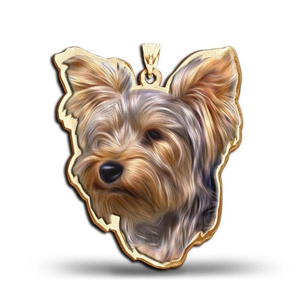 Yorkshire Terrier Dog Color Portrait Charm or Pendant
