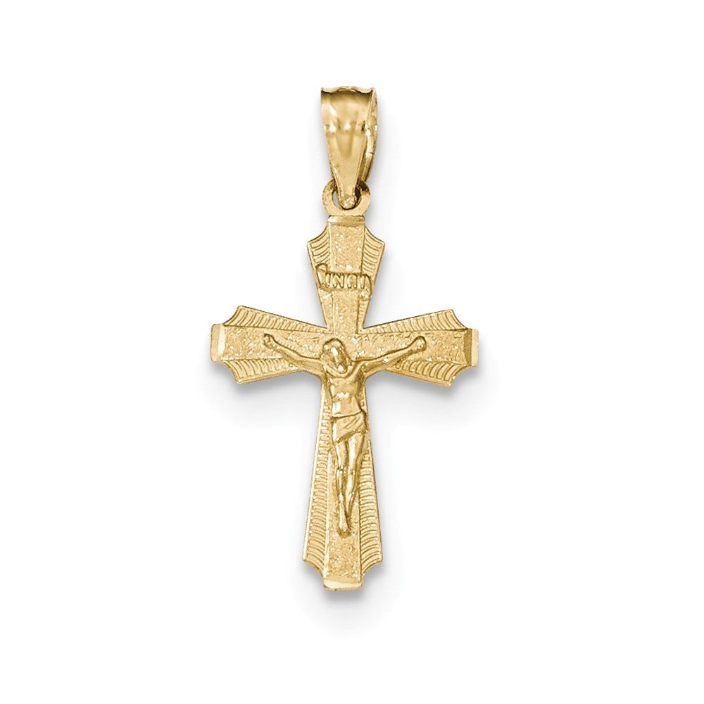Small Polished Passion Crucifix Pendant In 14K Yellow Gold