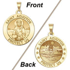 Saint Adjutor Doubles Sided Male Swimmer Round Religious Medal