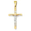 14K Two-Tone Hollow Rounded-Bar Crucifix Pendant