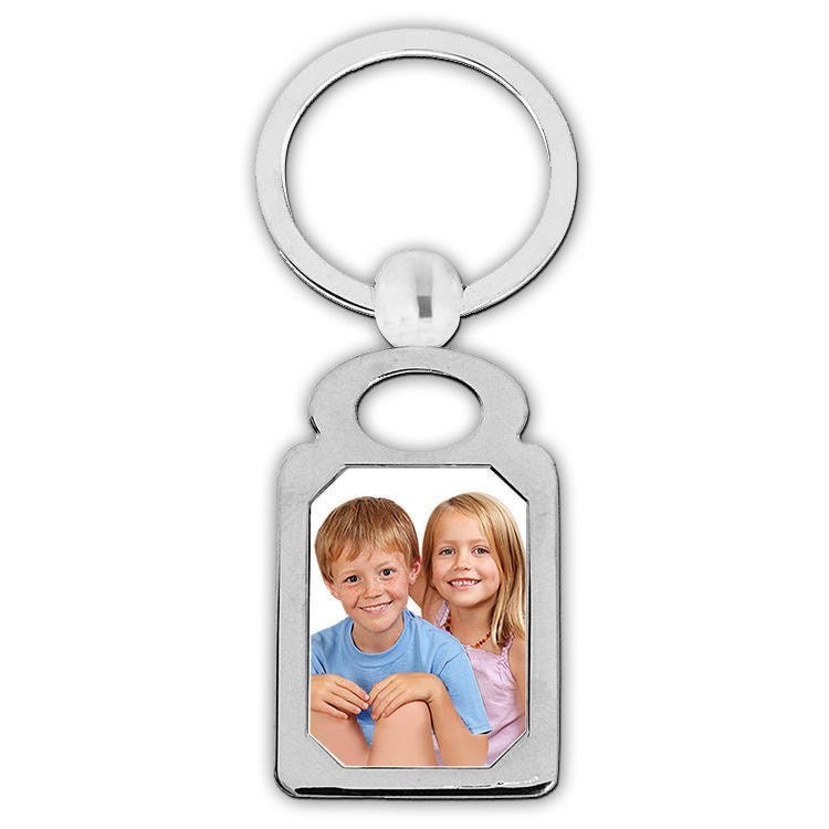 Stainless Steel Engravable Rectangle Photo Laser Keychain - Special