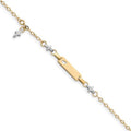 Custom Engraved 14K Gold Children's Two Tone Cross ID Bracelet