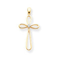14K Aa Diamond Cross Pendant