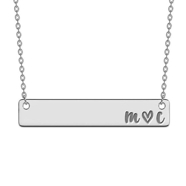 Personalized Horizontal Couples Necklace with 18" Chain