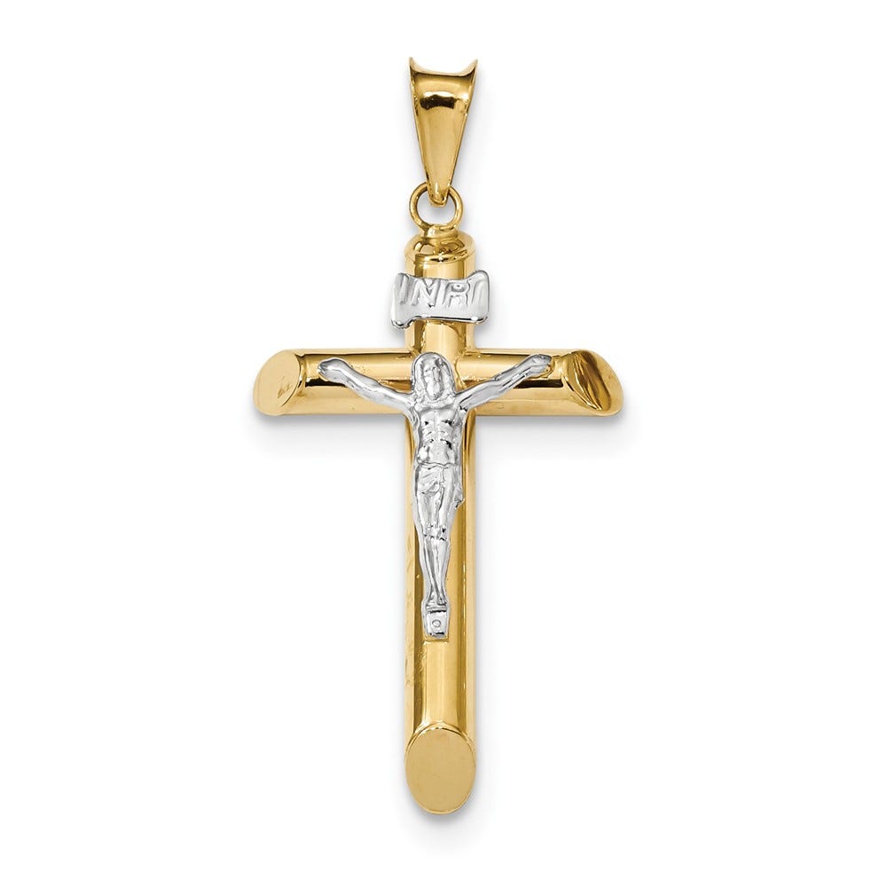 Two Tone Polished Crucifix Pendant